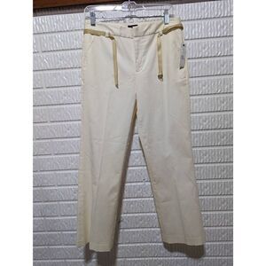 New Frontier Women's Cream Gold Ribbon Straight-Leg Pants Size 6 NWT